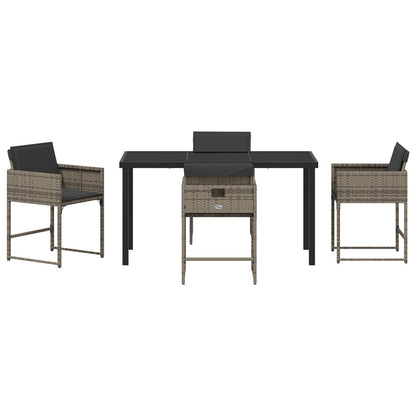 5-Delige Tuin Eetset Met Kussens Grijs Poly Rattan