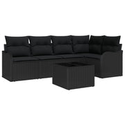 Garden Sofa Set Black poly rattan