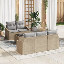 6-Delige Tuin Sofa Set Met Kussens Beige Poly Rattan
