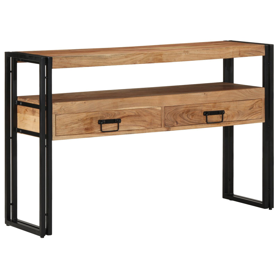 Bijzettafels Zwart En Metaal 120 x 33 x 75 cm Massief acaciahout