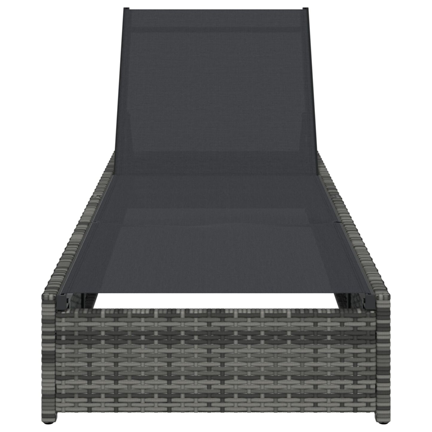 Zonnebed 60X200X27 Cm Poly Rattan Grijs