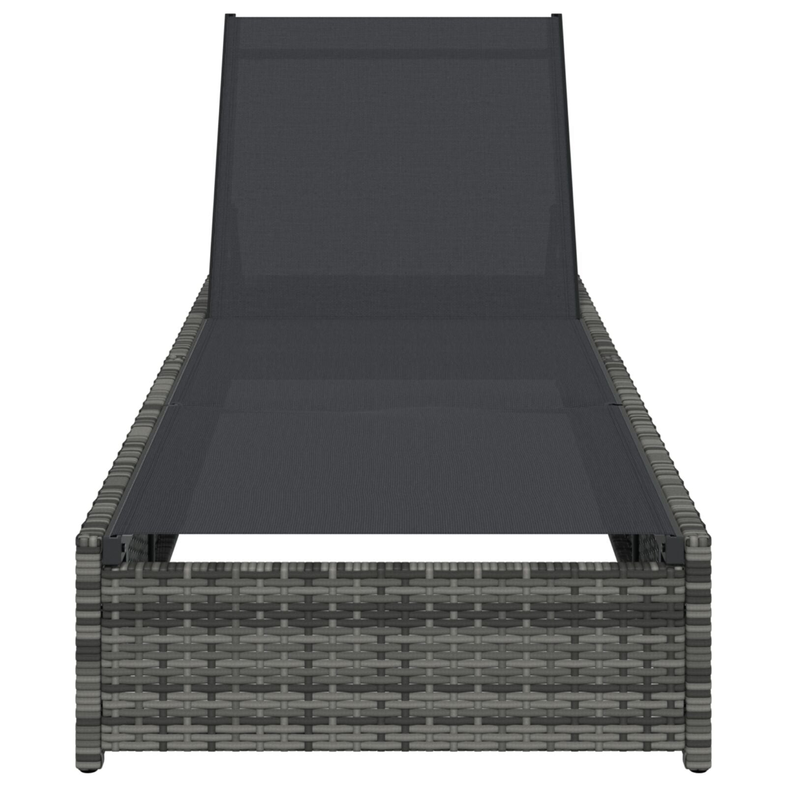 Zonnebed 60X200X27 Cm Poly Rattan Grijs