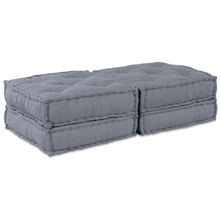 2-Zits Modulaire Poef Sofa Converteerbaar Grijze Stof Grijs 70 x 70 x 36 cm 2x lounge