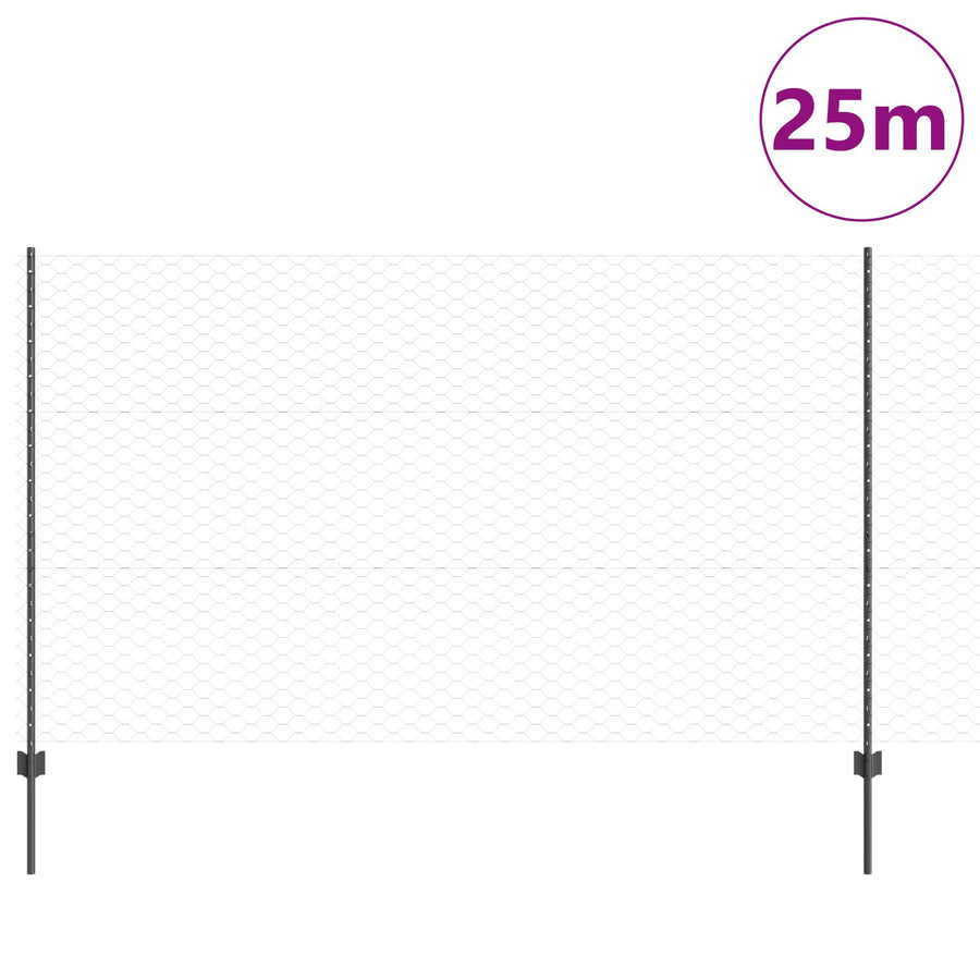 Fence Posts 22 St U-Channel Grijs 140 Cm Staal,  Heptagonale Afsluiting Grijs 1.4X25 M Staal