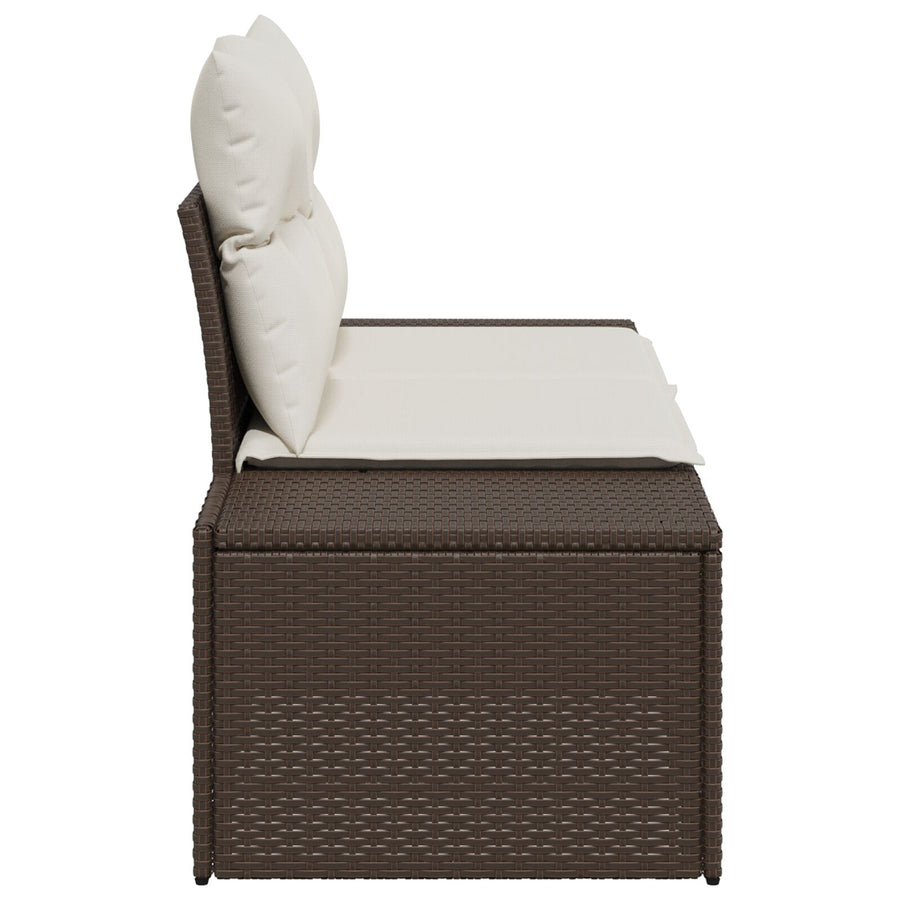 2-Persoons Tuinsofa & Kussens Poly Rattan Bruin en crème met opslag
