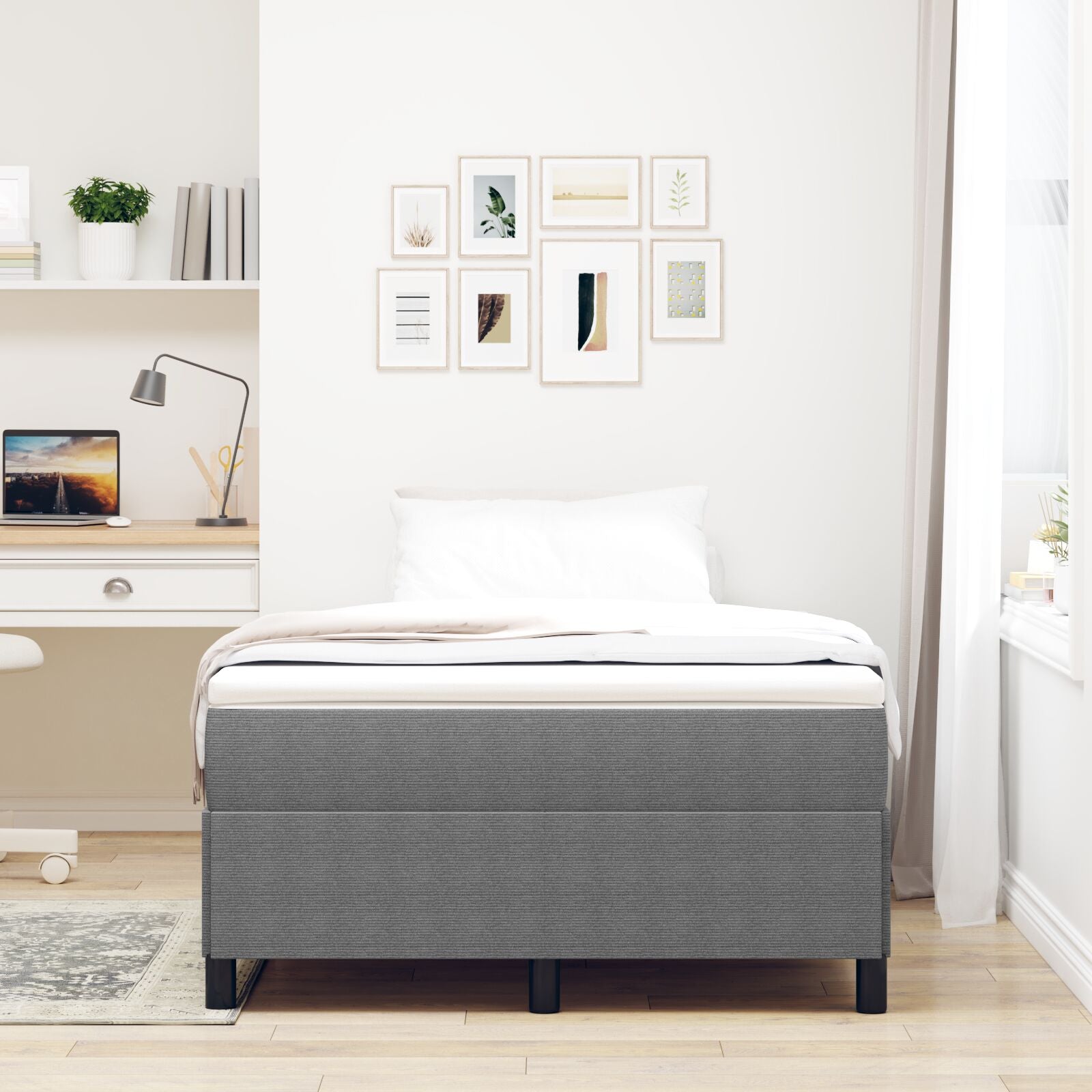 Bedframe Katoen Corduroy Lichtgrijs 120 x 200 cm