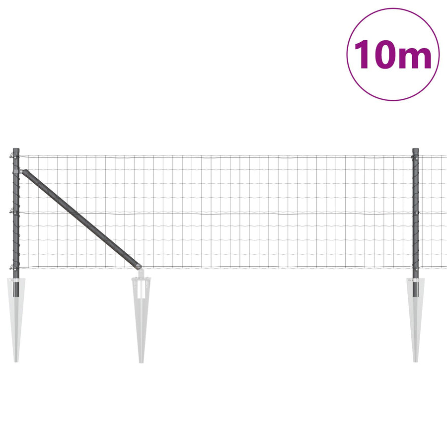 Euro Hek Met 7 Spike Posts 0.6X10 M Gegalvaniseerd Staal Grijs Gegalvaniseerd Staal