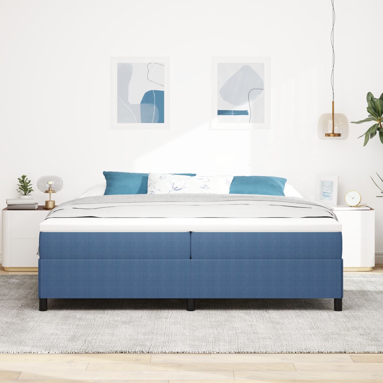 Bedframe Corduroy Stof Blauw 200 x 200 cm