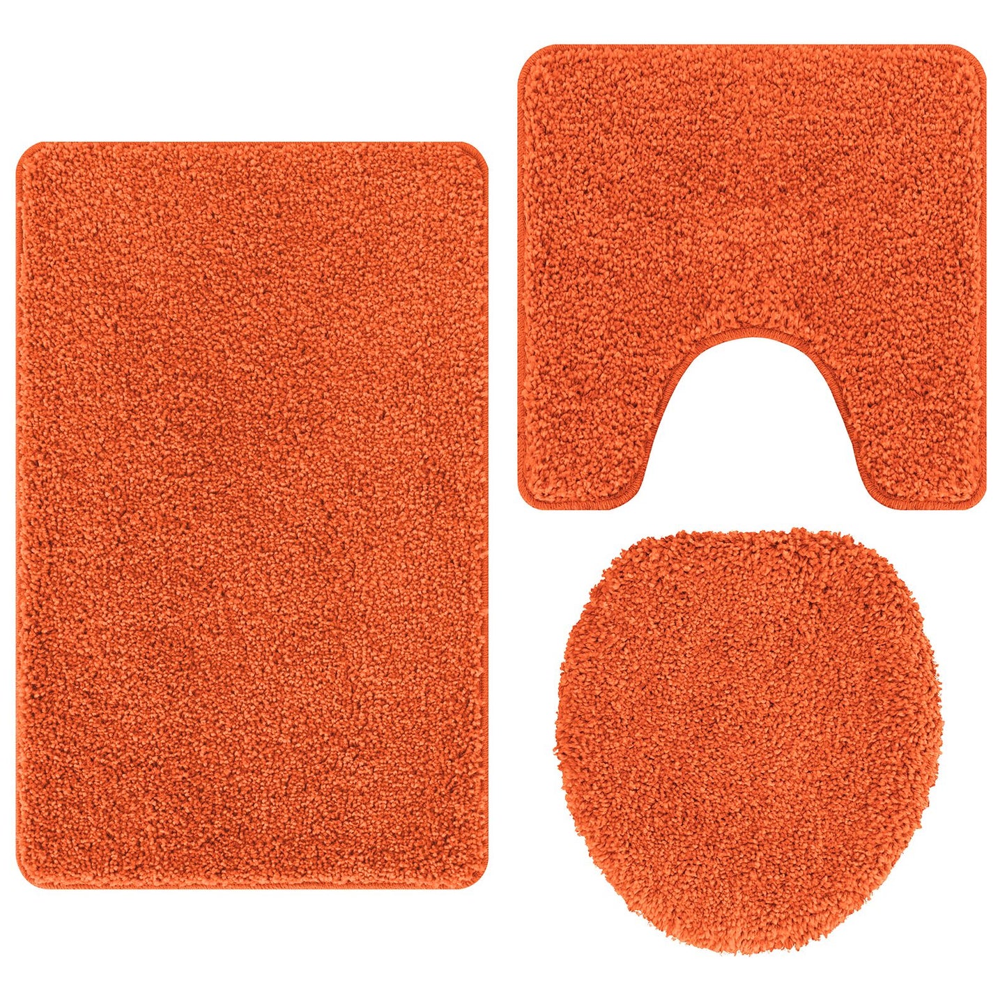 3-Delige Badmat Set Polypropyleen Antislip Oranje
