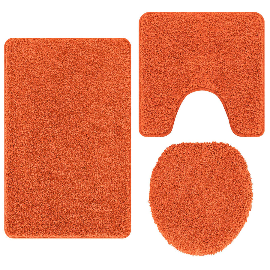 3-Delige Badmat Set Polypropyleen Antislip Oranje