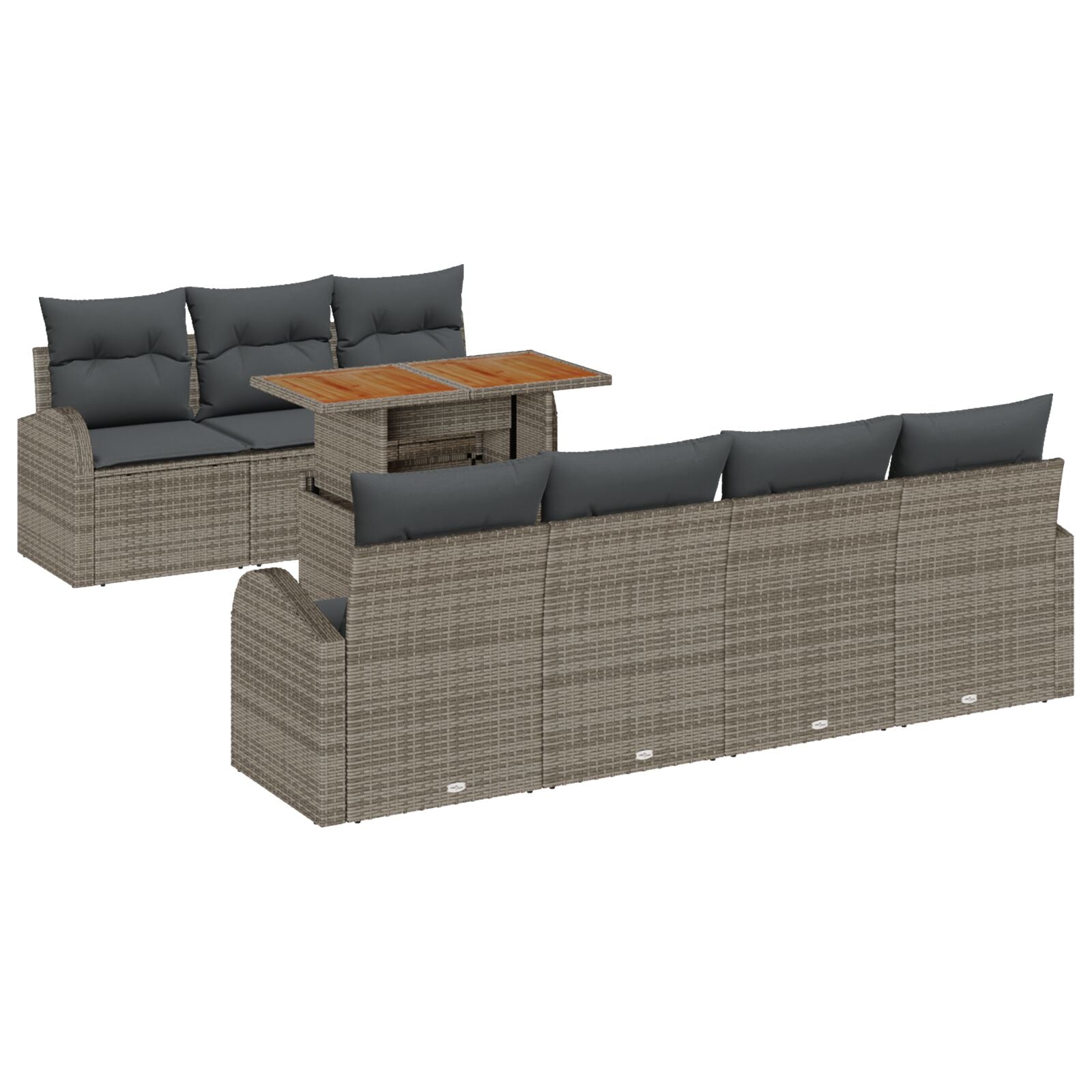 Tuin Sofa Set Set Van 8 Grijs Rattan Tuin Eettafel Set