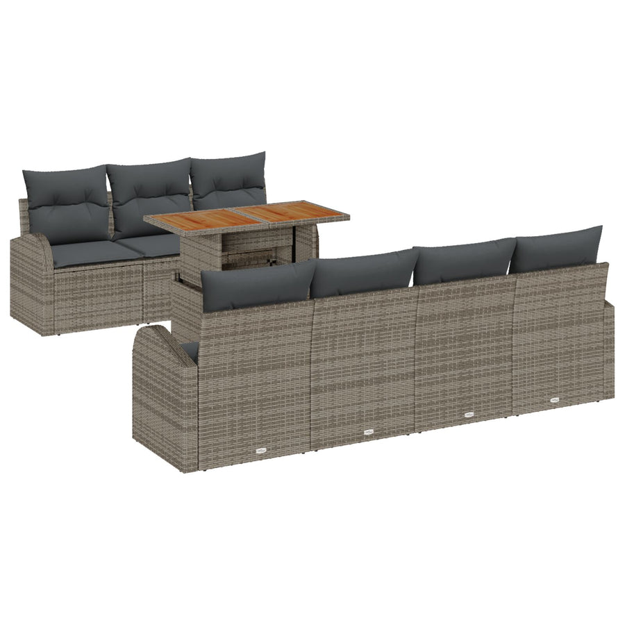 Tuin Sofa Set Set Van 8 Grijs Rattan Tuin Eettafel Set