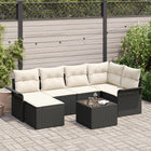 Garden Sofa Set with Cushions 7 pcs Black Poly Rattan
