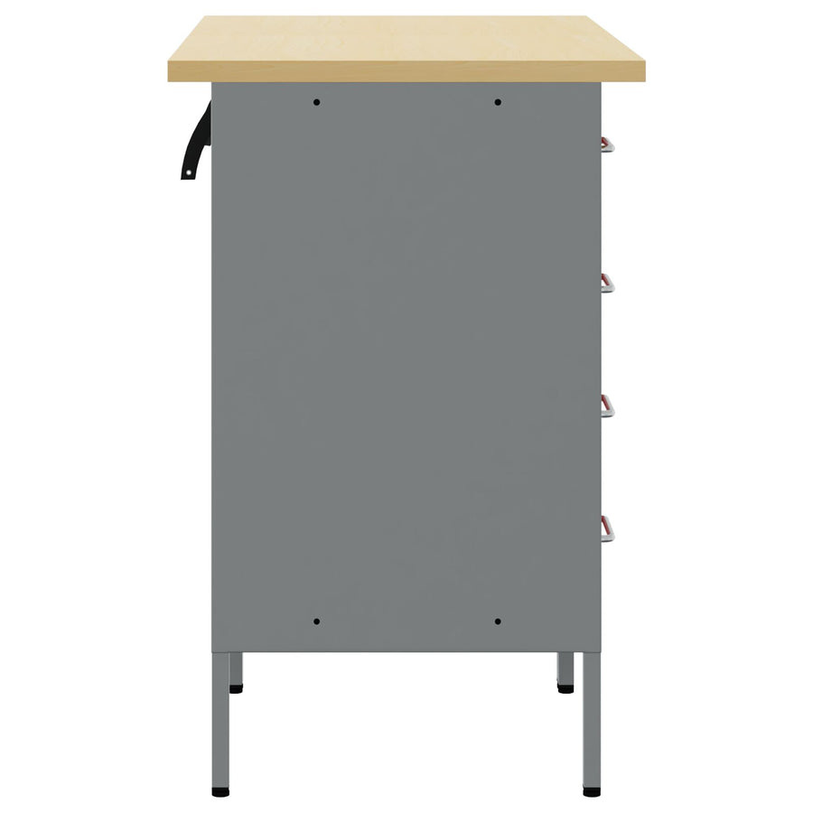 Werkbank 2 Delig En Grijs Geengineerd Hout En Staal 2x (85 cm) Rood 2x kast