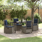 Tuinstoelenset 5-delig polyrattan grijs