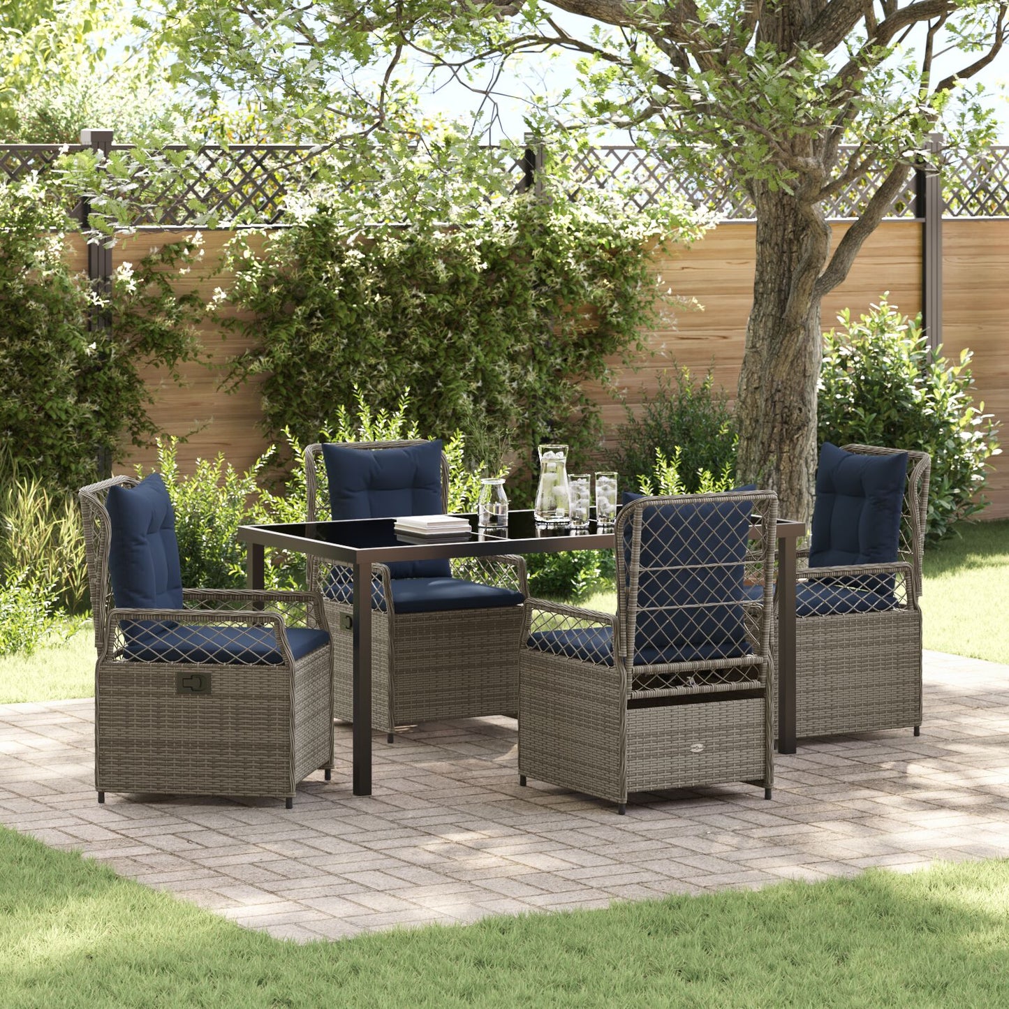5 Delige Tuin Eetset Grijze Poly Rattan