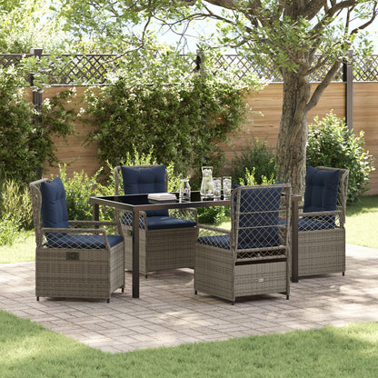 5 Delige Tuin Eetset Grijze Poly Rattan