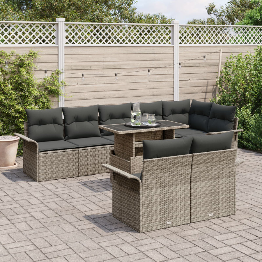 Tuin Sofa Set Set Van 9 Grijs Rattan Tuin Tafels Rechthoekig