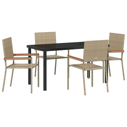 5-Delige Tuin Eetset Beige Poly Rattan