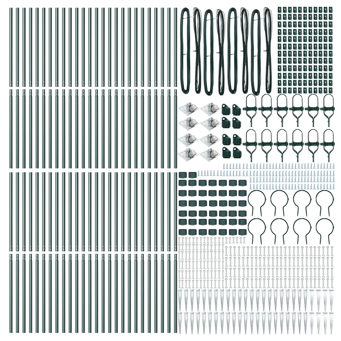 Hekpalen Met Spijker 52 Stuks Ø32 Mm Gegalvaniseerd Staal Groen 170 cm 52x spike post
