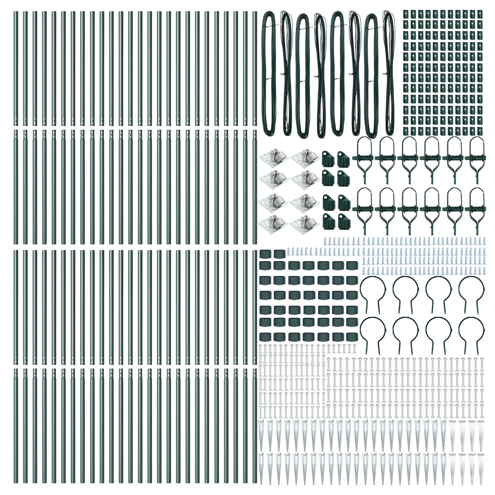 Hekpalen Met Spijker 52 Stuks Ø32 Mm Gegalvaniseerd Staal Groen 170 cm 52x spike post