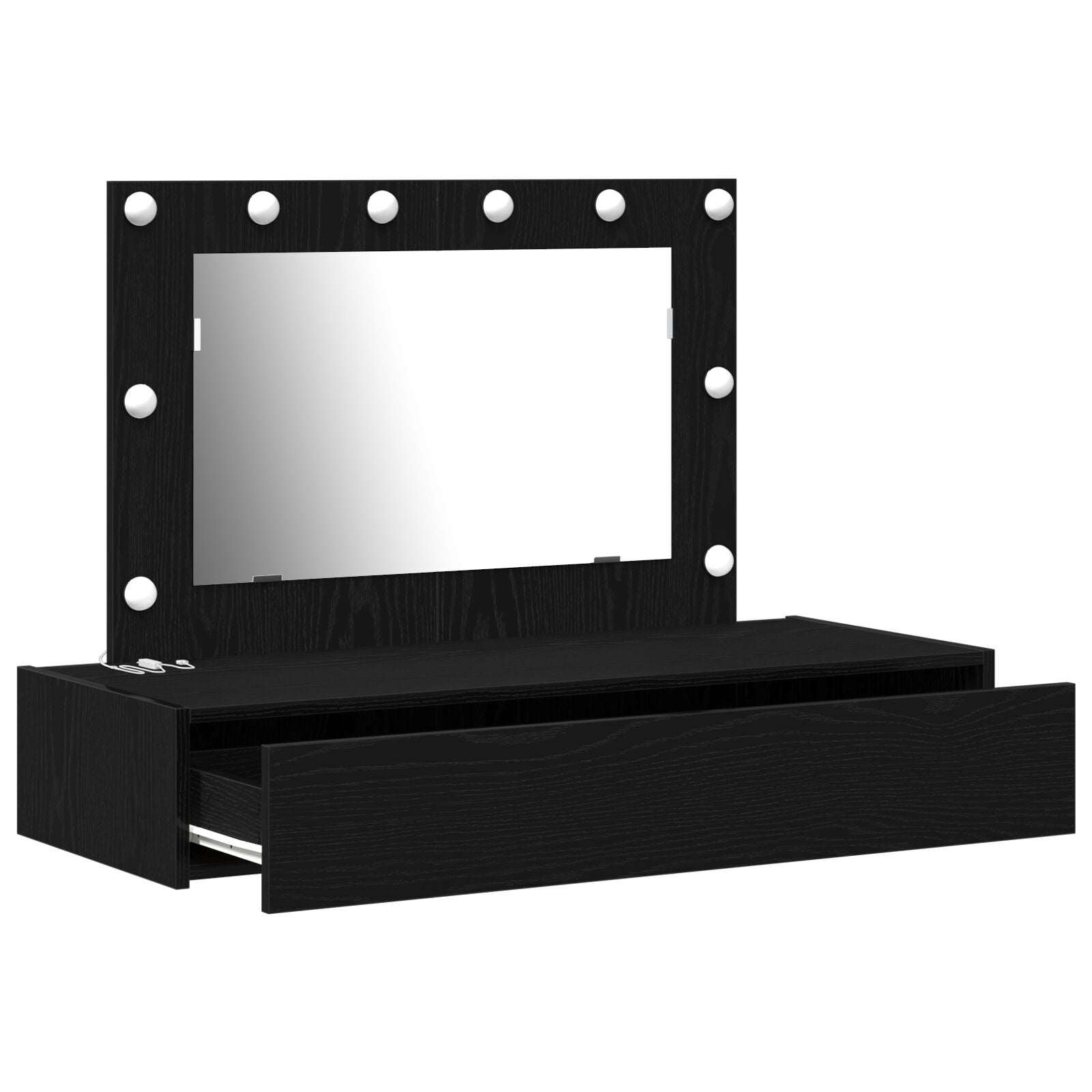 Wandkaptafel -Lampen In 100 x 40 x 70 cm Zwart Eiken met LED