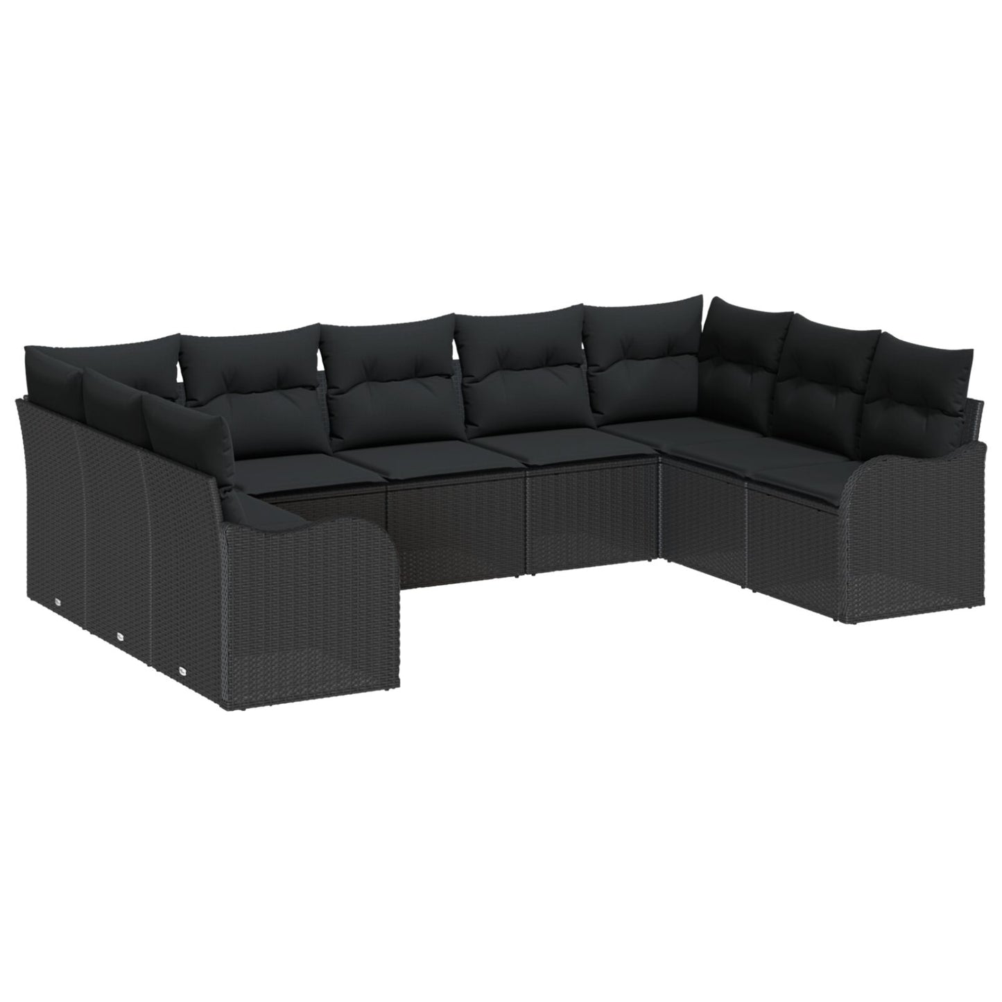 9-delige tuin sofa set met kussens zwart poly rattan, vidaXL 2-zits tuin sofa met kussens zwart poly rattan