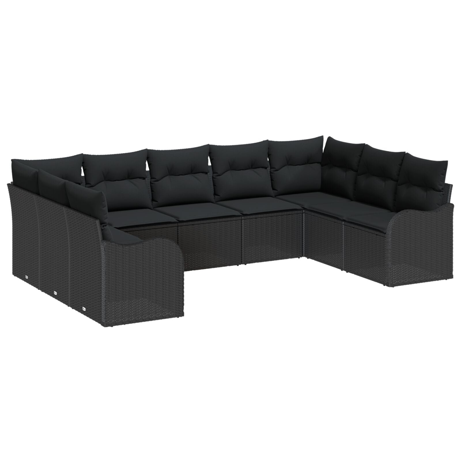 9-delige tuin sofa set met kussens zwart poly rattan, vidaXL 2-zits tuin sofa met kussens zwart poly rattan