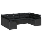 Tuinset poly rattan 6 personen zwart
