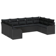 Tuinset poly rattan 6 personen zwart