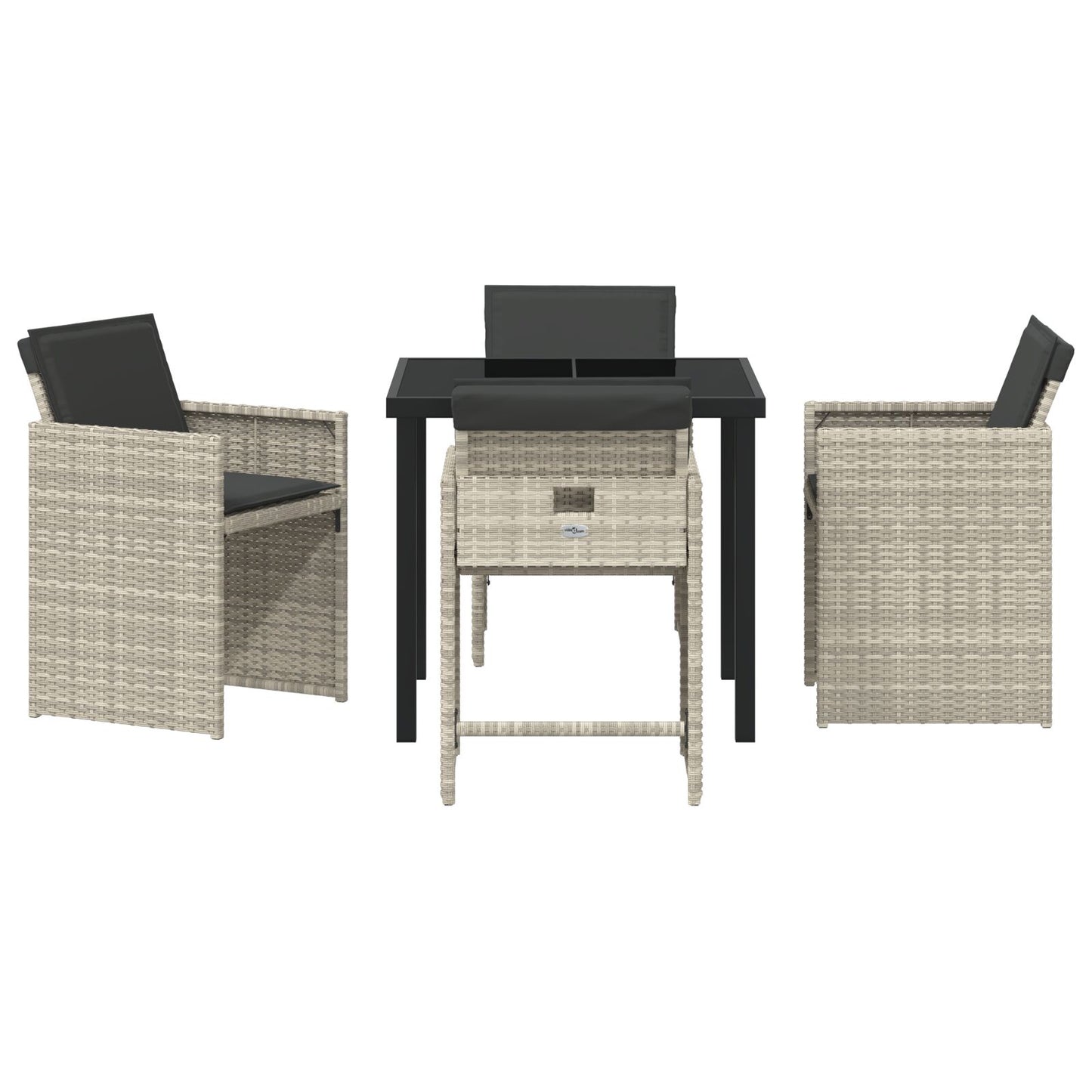 5-Delige Tuindiningset Met Kussens Lichtgrijs Poly Rattan