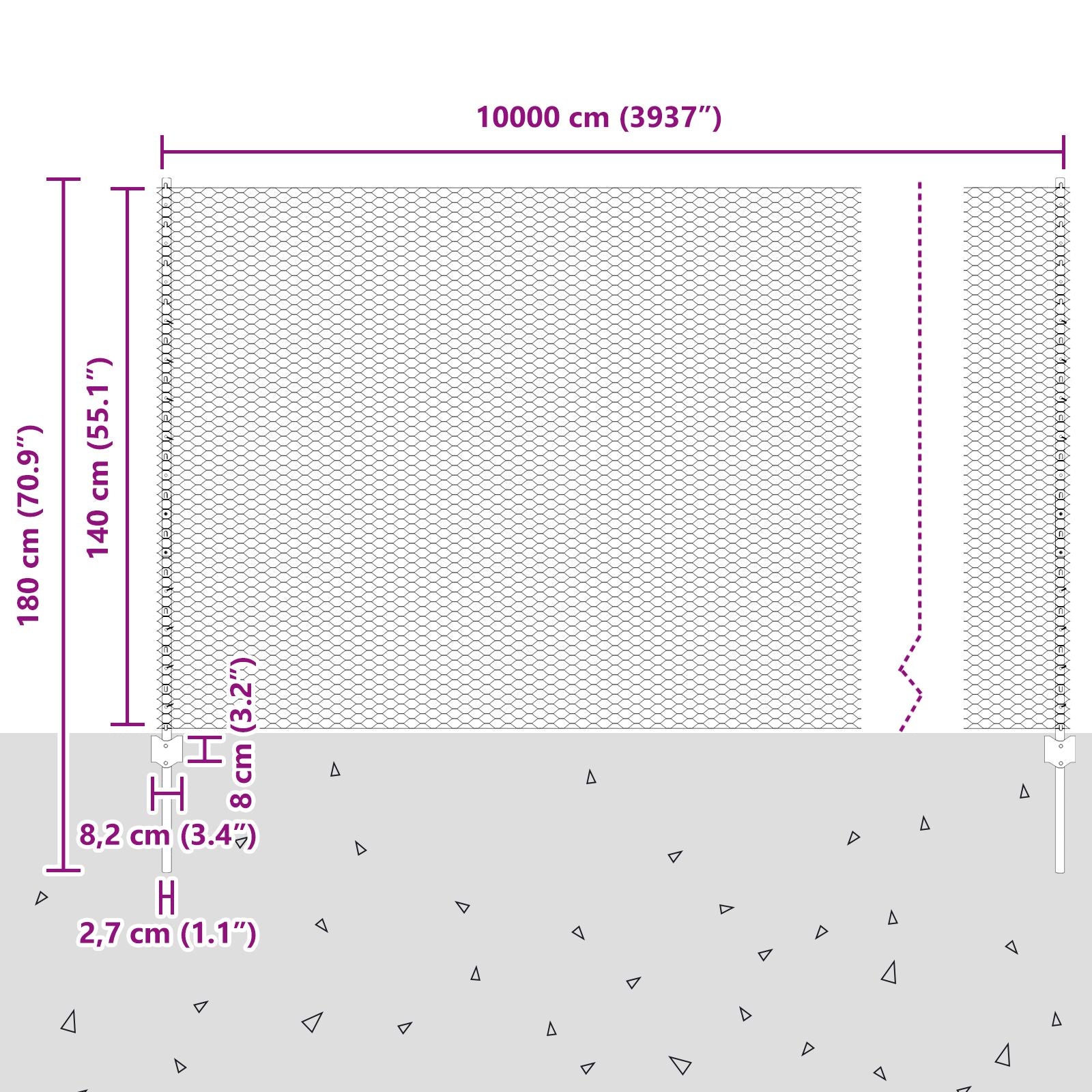 Hekpaal 22 St U-Channel Grijs 140 Cm Staal,  Zeshoekig Hek Grijs 1,4X100 M Staal