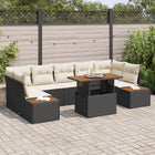 Garden Dining Set with Cushions 8 pcs Black and Beige