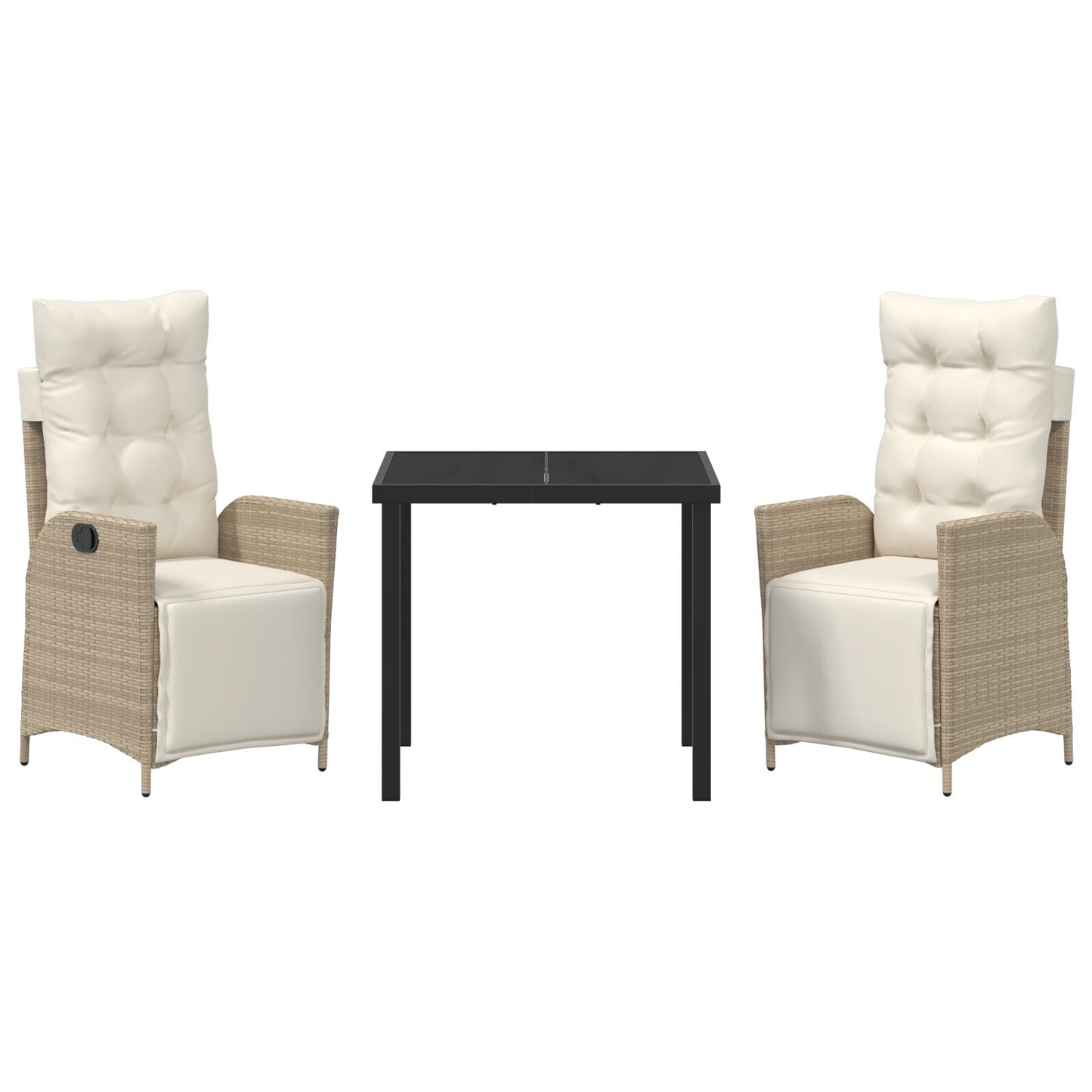 3 Delige Tuin Eetset Beige Poly Rattan