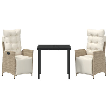 3 Delige Tuin Eetset Beige Poly Rattan