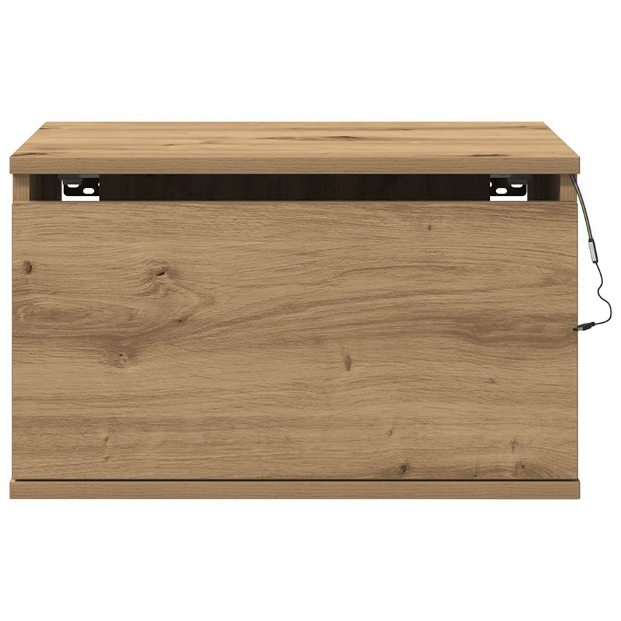 Nachtkastje Met Led Muurmontage 50X36X30 Cm 1 Artisan eiken