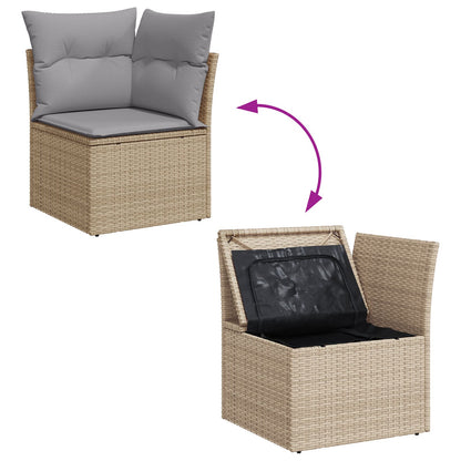 6-Delige Tuin Sofa Set Met Kussens Zwart Poly Rattan Beige en lichtgrijs met tafel