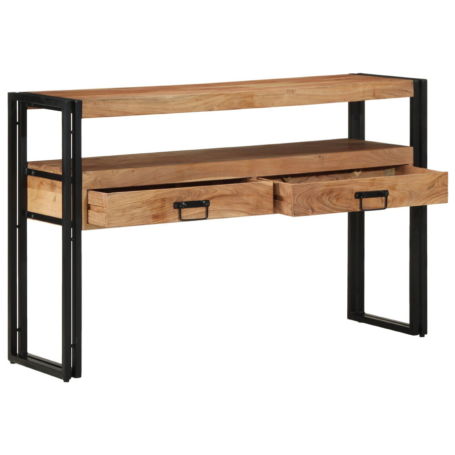 Bijzettafels Zwart En Metaal 120 x 33 x 75 cm Massief acaciahout
