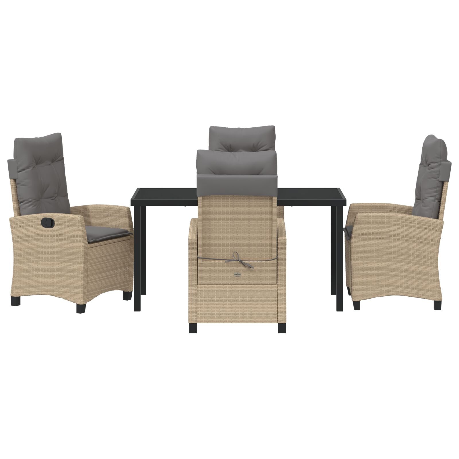 5-Delige Tuin Dinning Set Met Kussens Beige Poly Rattan