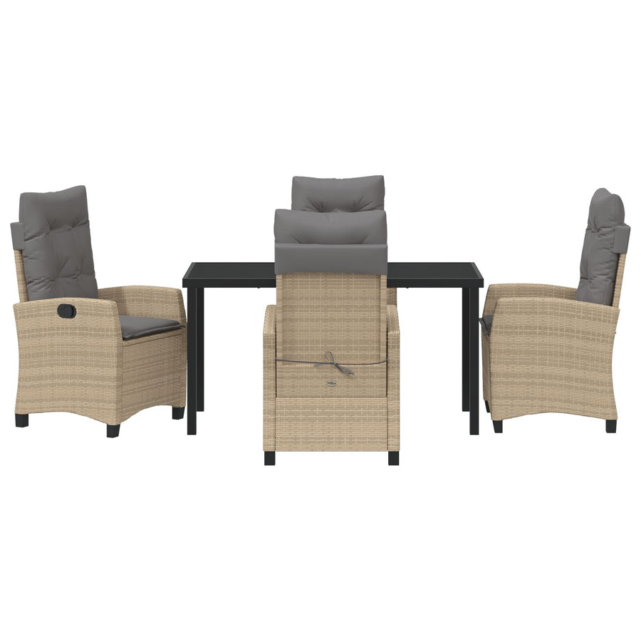 5-Delige Tuin Dinning Set Met Kussens Beige Poly Rattan