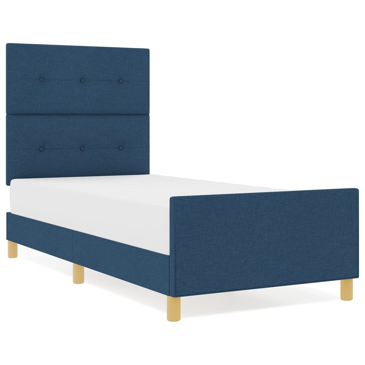 Bedframe In Blauw, 80X200 Cm, Stof Crème