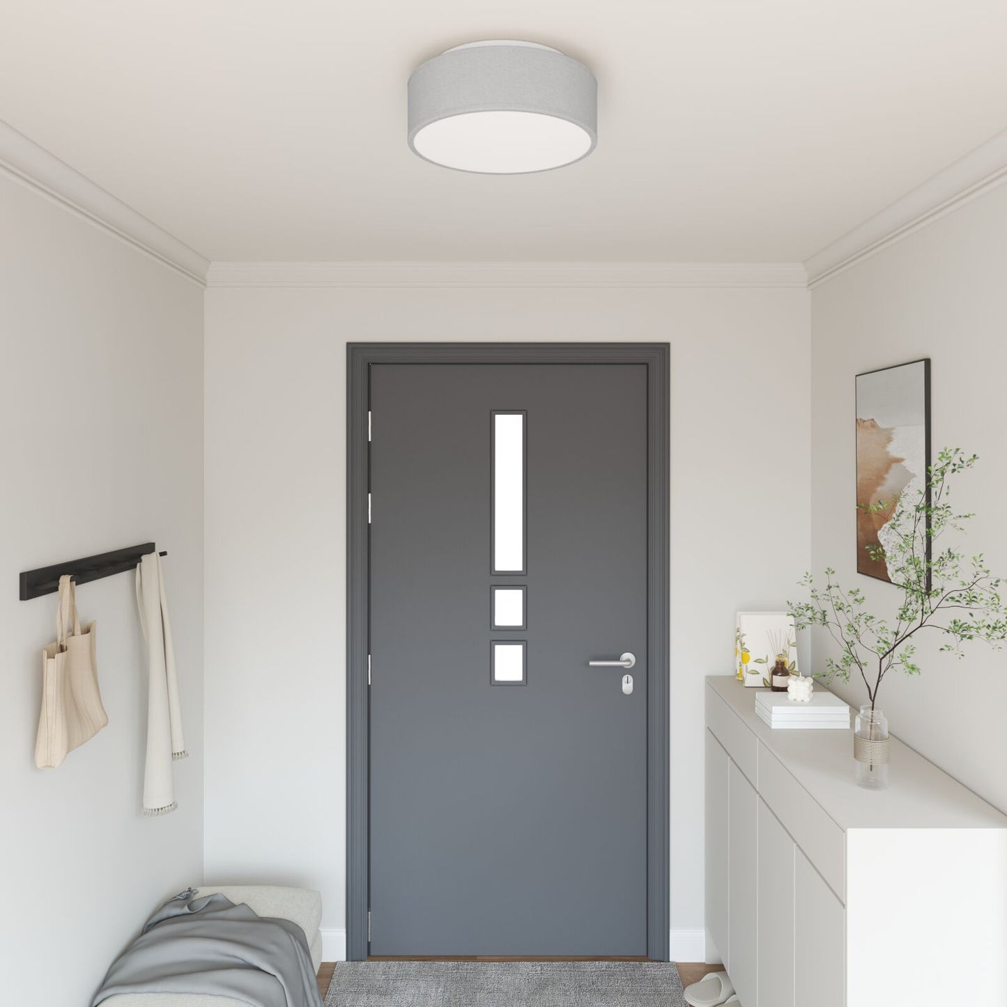 Inbouw Plafondlamp Ø 38 Cm Stof E27 Ø38 x 13,5 cm Grijs zonder sterrenlampenkap