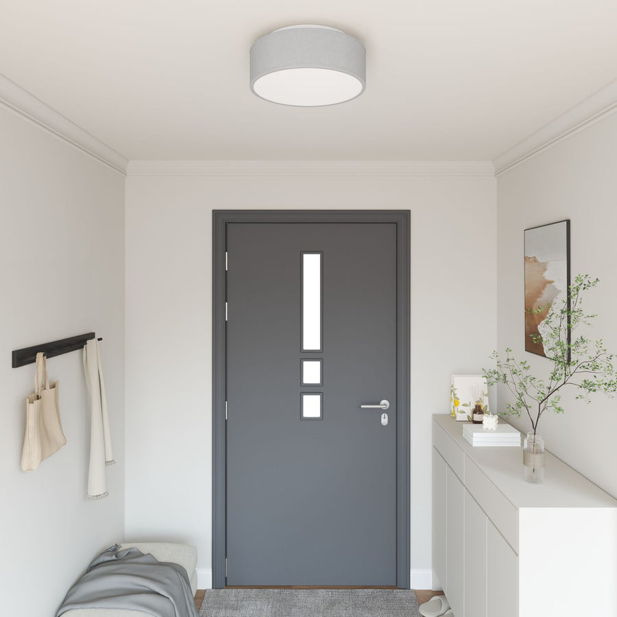 Inbouw Plafondlamp Ø 38 Cm Stof E27 Ø38 x 13,5 cm Grijs zonder sterrenlampenkap