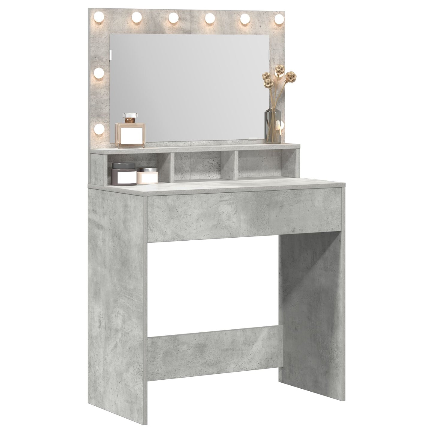 Make-Uptafel Met Led Verlichting 79X41X135 Cm Beton grijs 75.5 x 41 x 135 cm