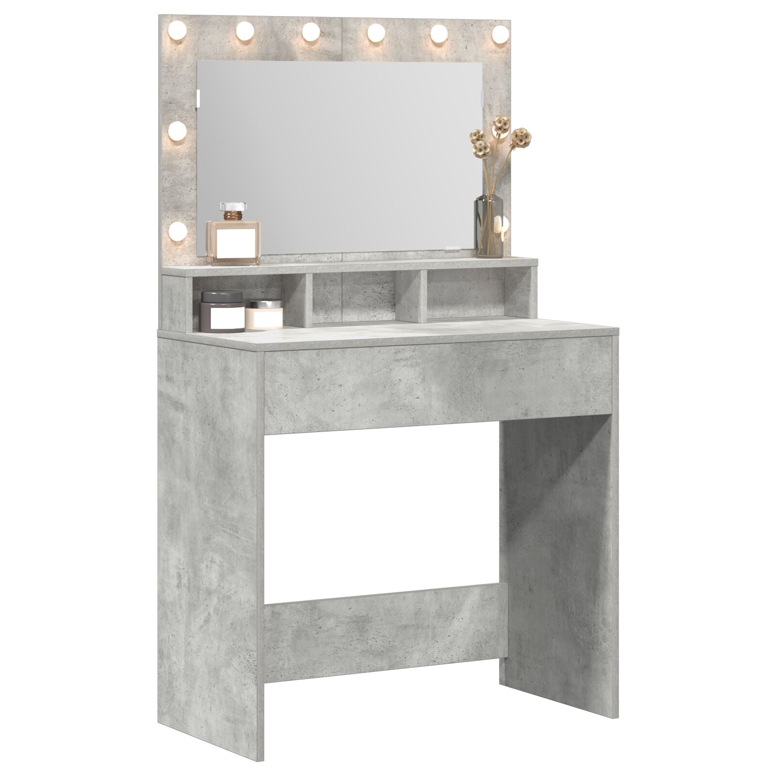 Make-Uptafel Met Led Verlichting 79X41X135 Cm Beton grijs 75.5 x 41 x 135 cm