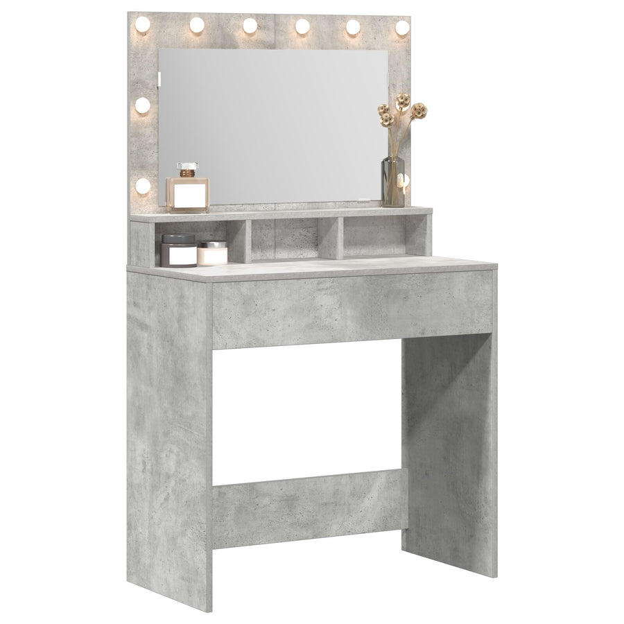 Make-Uptafel Met Led Verlichting 79X41X135 Cm Beton grijs 75.5 x 41 x 135 cm
