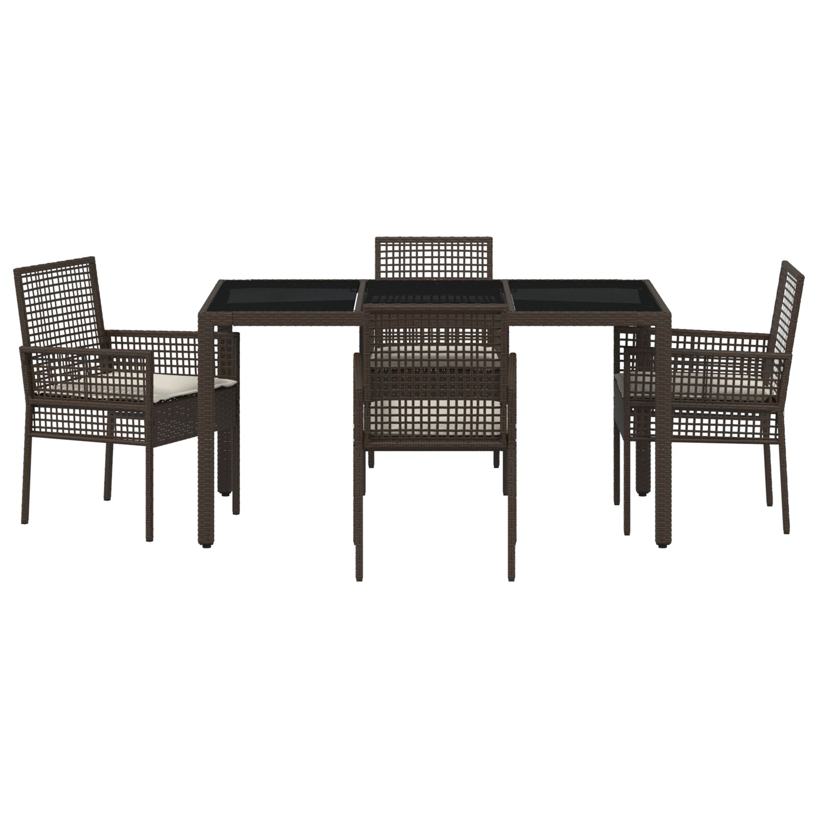 5-Delige Tuin Eetset Met Kussens Bruin Poly Rattan