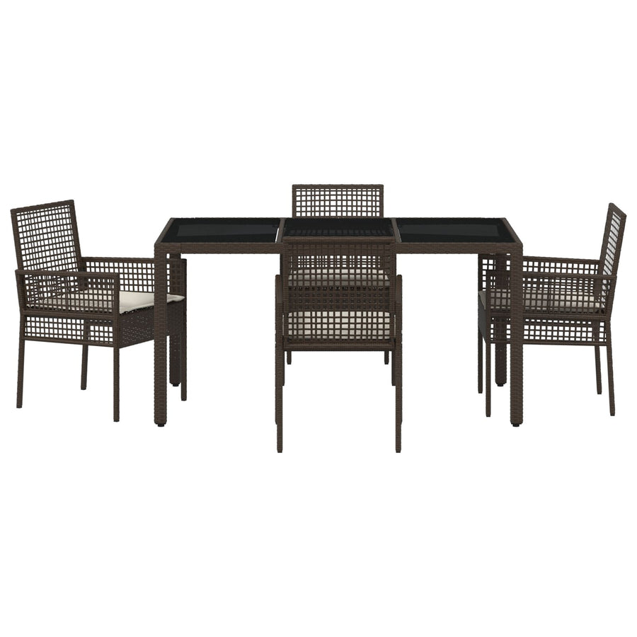 5-Delige Tuin Eetset Met Kussens Bruin Poly Rattan