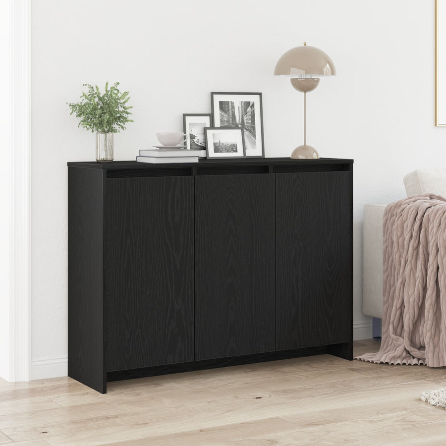 Dressoir Zwart Eiken 102X33X75 Cm Bewerkt Hout