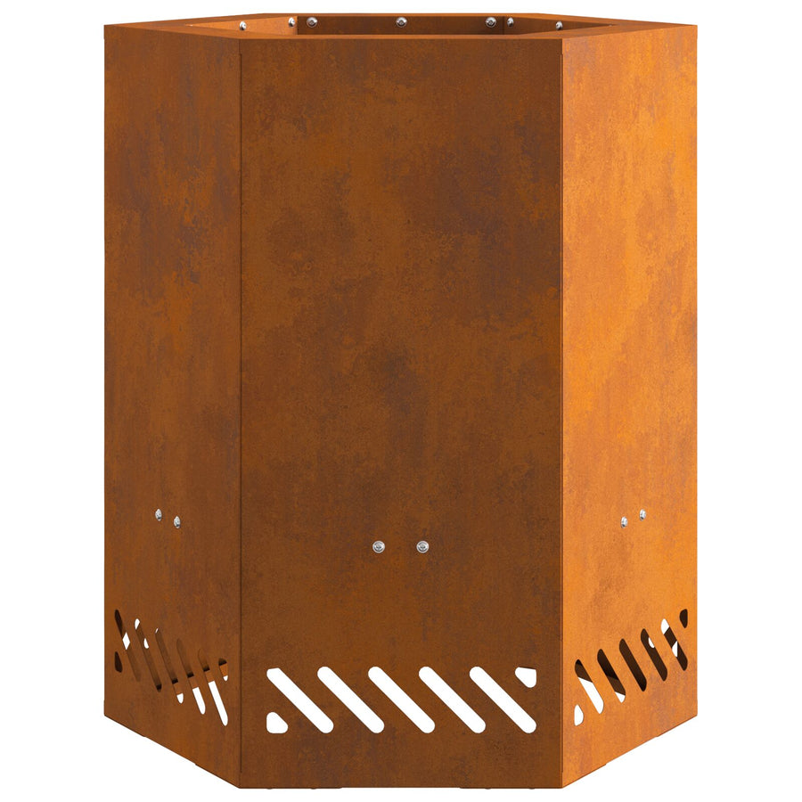 Rookloze Vuurkorf Hexagonaal Verweerd Staal 38 x 38 x 51 cm Verweringsstaal/Bruin
